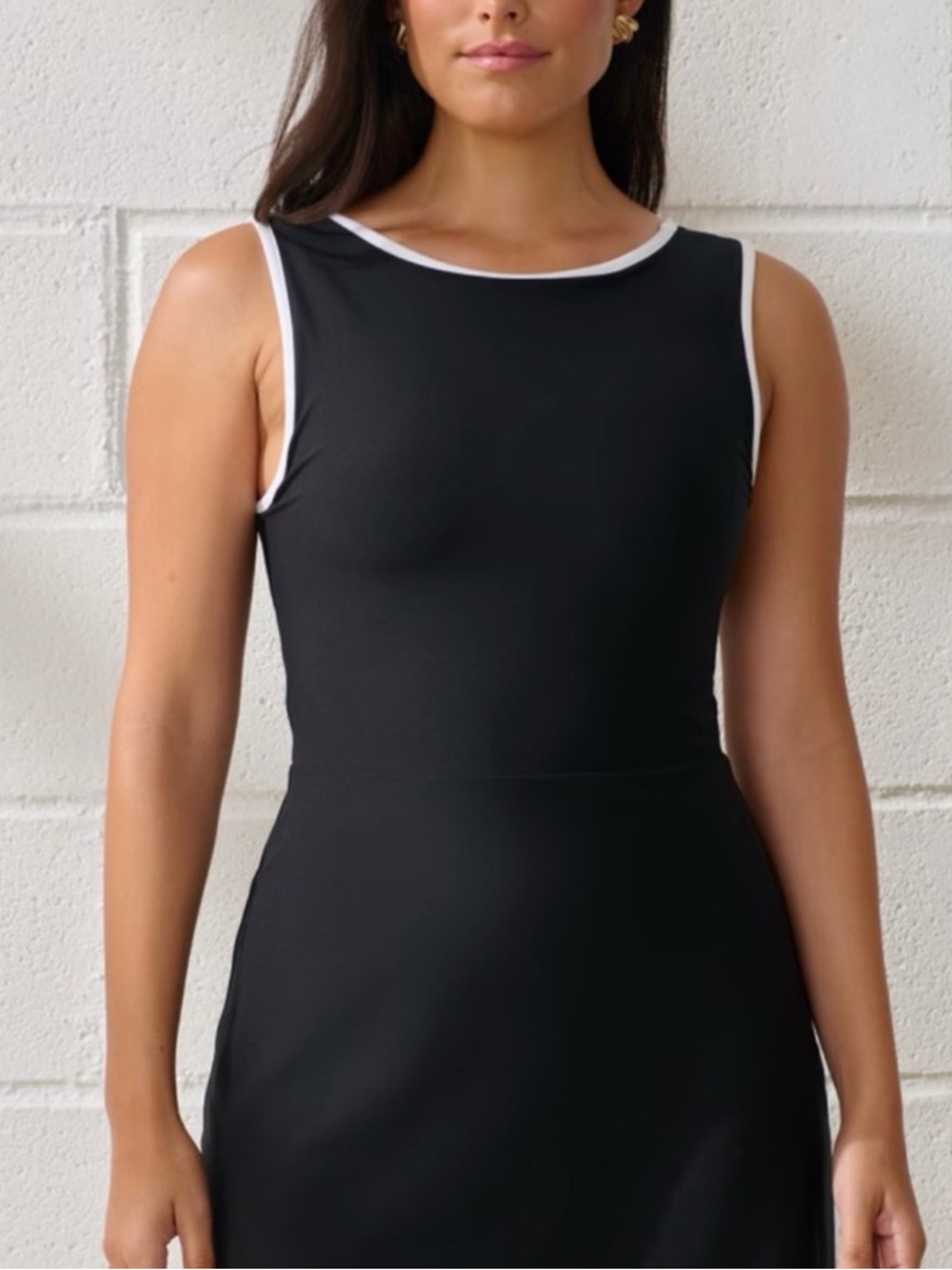 Abercrombie YPB SculptLUX Active Mini Dress Black White Trim Open Back XL